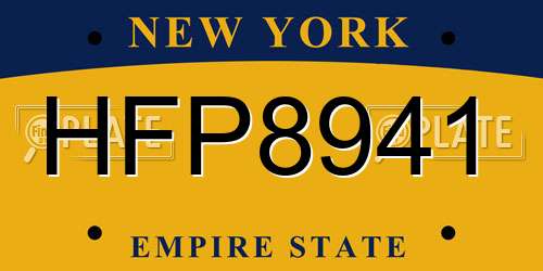 HFP8941 New York License Plate