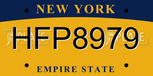 HFP8979 New York License Plate