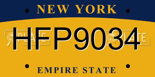HFP9034 New York License Plate