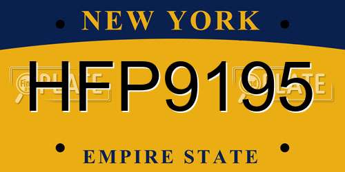 HFP9195 New York License Plate