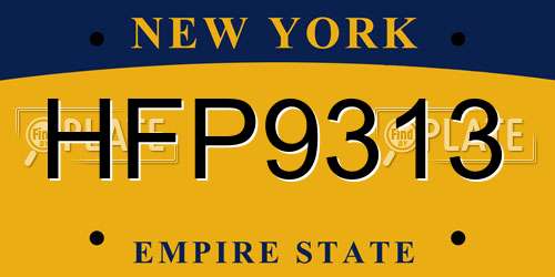 HFP9313 New York License Plate