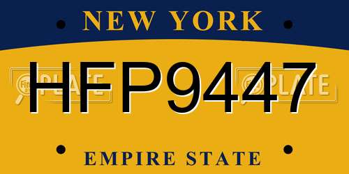 HFP9447 New York License Plate