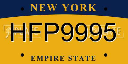 HFP9995 New York License Plate