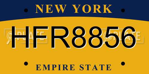 HFR8856 New York License Plate