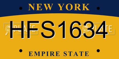 HFS1634 New York License Plate