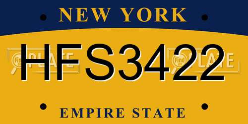 HFS3422 New York License Plate