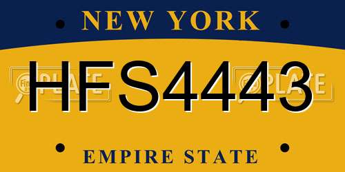 HFS4443 New York License Plate
