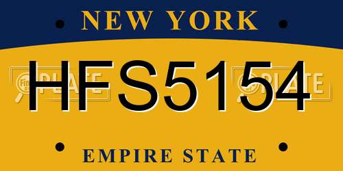 HFS5154 New York License Plate