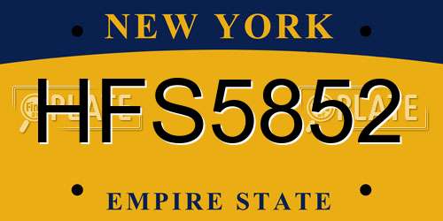HFS5852 New York License Plate