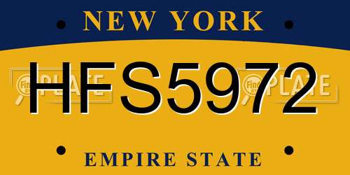 HFS5972 New York License Plate