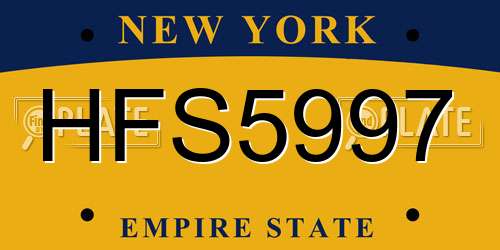 HFS5997 New York License Plate
