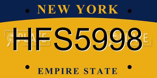 HFS5998 New York License Plate