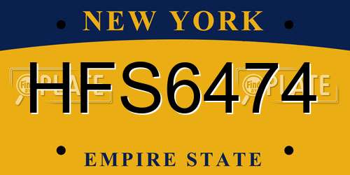HFS6474 New York License Plate