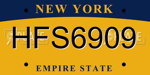 HFS6909 New York License Plate