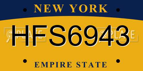 HFS6943 New York License Plate