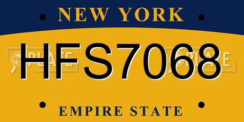 HFS7068 New York License Plate