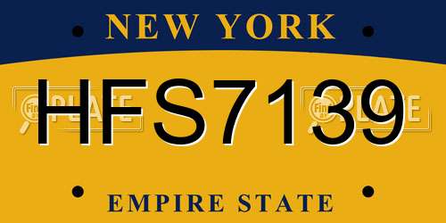 HFS7139 New York License Plate