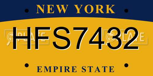 HFS7432 New York License Plate