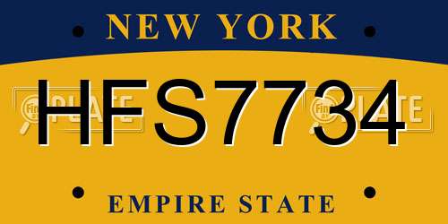 HFS7734 New York License Plate