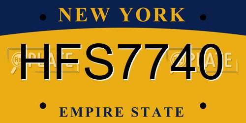HFS7740 New York License Plate