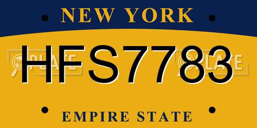 HFS7783 New York License Plate