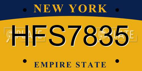 HFS7835 New York License Plate