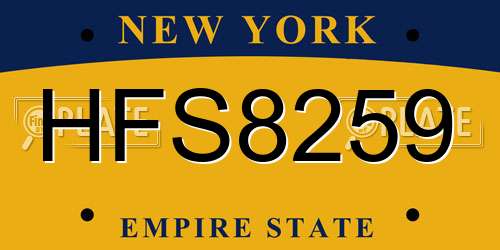 HFS8259 New York License Plate