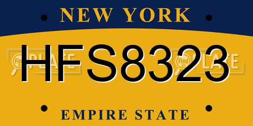 HFS8323 New York License Plate