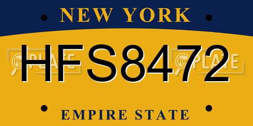HFS8472 New York License Plate