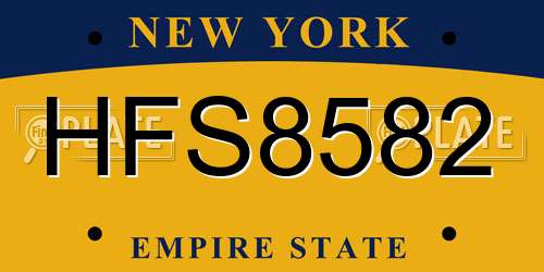 HFS8582 New York License Plate
