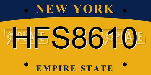 HFS8610 New York License Plate