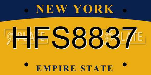 HFS8837 New York License Plate