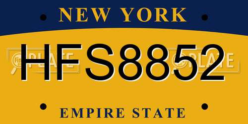 HFS8852 New York License Plate
