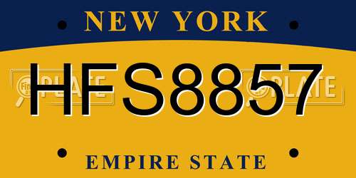 HFS8857 New York License Plate
