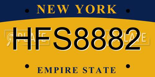 HFS8882 New York License Plate