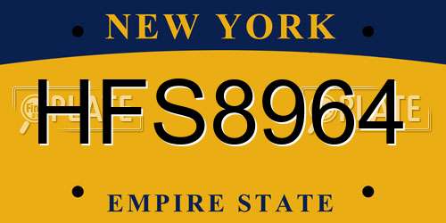 HFS8964 New York License Plate