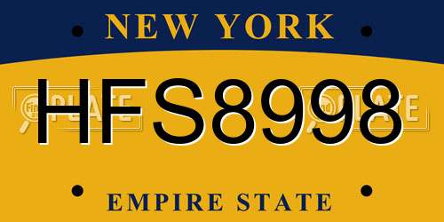 HFS8998 New York License Plate