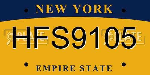HFS9105 New York License Plate