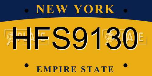 HFS9130 New York License Plate