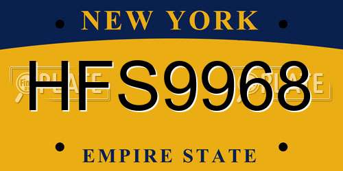 HFS9968 New York License Plate