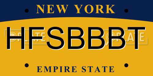 HFSBBBT New York License Plate