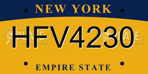 HFV4230 New York License Plate
