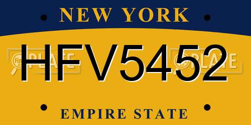 HFV5452 New York License Plate