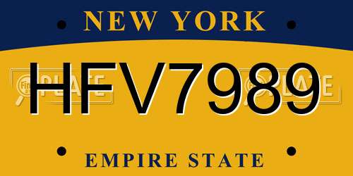 HFV7989 New York License Plate