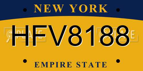 HFV8188 New York License Plate