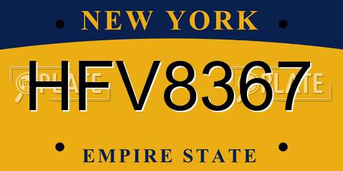 HFV8367 New York License Plate