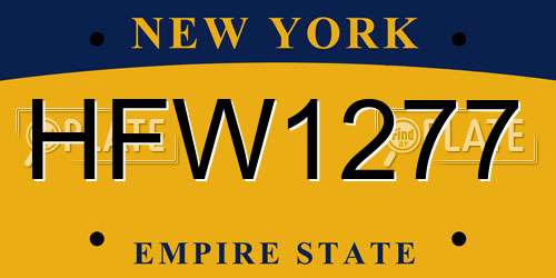HFW1277 New York License Plate