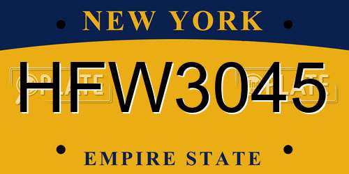 HFW3045 New York License Plate