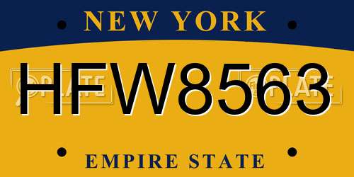 HFW8563 New York License Plate