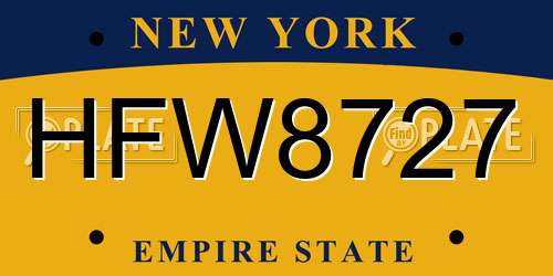 HFW8727 New York License Plate